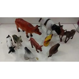Kit Fazenda 10 Miniatura Animal Cavalo Vaca Porco Cachorro