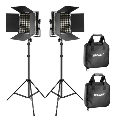 Neewer 2 Piezas Bi-color 660 Led Luz De Vídeo Y Soporte Kit