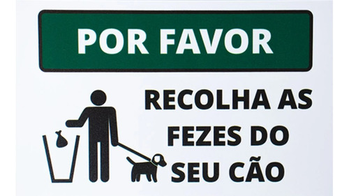 Placa Decorativa Recolha As Fezes Do Seu Cão Pvc - 20x15cm