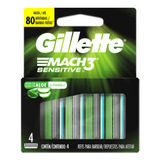 Cartuchos Para Afeitar Gillette Mach3 Sensitive X 4 Un