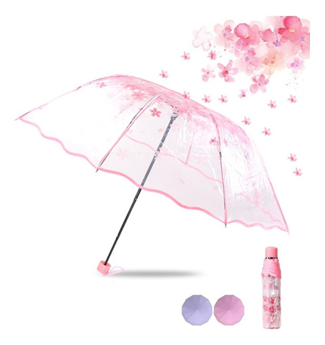 Paraguas Transparente En Flor De Cerezo
