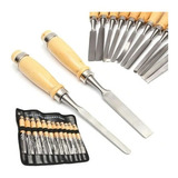 Set 12 Gubias Mango Madera Incluye Estuche Crownman