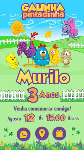 Convite Aniversário Virtual Interativo Digital Infantil Tema