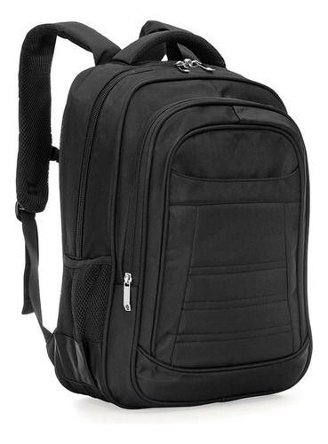 Mochila Notebook Top Tamanho Grande Espaçosa Alça Forte Cor Preto Desenho Do Tecido Liso