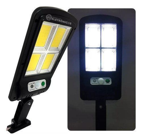 Refletor Luminária Solar Poste Externa 200w Preta Ip66