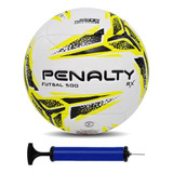 Bola Futsal Penalty Rx 500 + Bomba De Ar Cor Branco/amarelo/preto