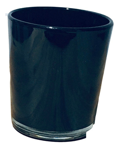 Vaso Vela Contenedor Negro Brillante