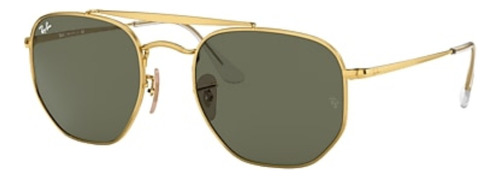 Anteojos De Sol Ray-ban General Marshal Standard Con Marco De Metal Color Polished Gold, Lente Green Clásica, Varilla Polished Gold De Metal - Rb3648