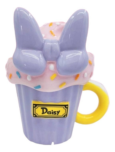 Taza Con Tapa Disney 3d Cerámica Coleccionable Daisy Cupcake