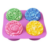 Molde Silicon 4 Rosas Flores - Repostería Flanes Jabón Velas