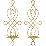 Candelabros Porta Velas De Pared Decarativo Dorado 2 Pz