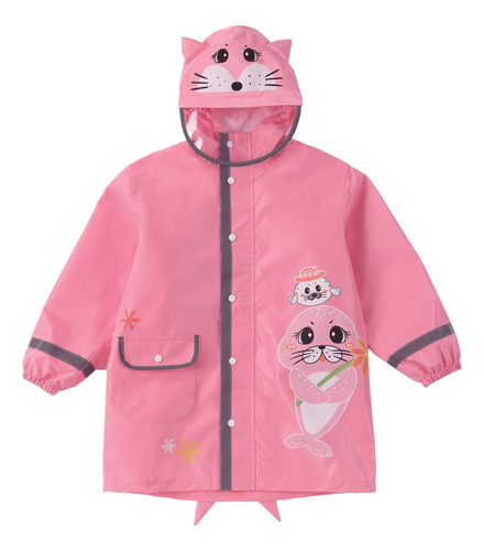 Poncho Impermeable Para Niños Diseño De Foca Talla S Rosa