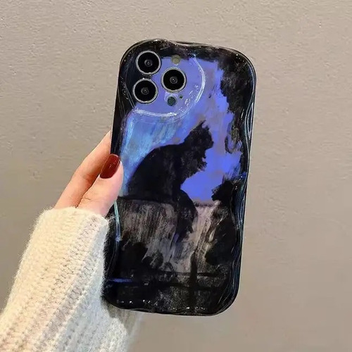 Funda Para Xiaomi Suave Ondulado Pintura Al Óleo Gato Negro