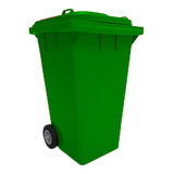 Contenedor Basura Verde Grande Con Tapa Asas Y Ruedas 240 Lt