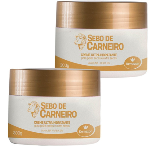  2x Creme Ultra Hidratante Sebo De Carneiro Ureia 3% Pote