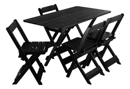 Kit 1 Mesa 120x70 C/ 4 Cadeiras Dobráveis Madeira Promo