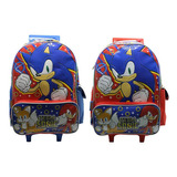 Mochila Cresko 18 C/carrito Sonic Team (so328) Color Azul Diseño De La Tela Liso