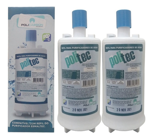 Kit 2 Filtro Refil Purificador Agua Esmaltec Acqua 7 Purágua