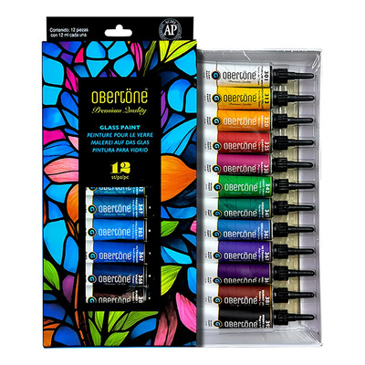 Set De Pintura Vitral Obertöne Premium Quality 12 Piezas Óleo 12 Colores | Meses sin interés