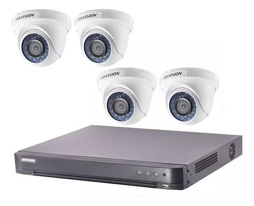 Kit Camaras Seguridad Hikvision Dvr 4ch + 4 Domos + Disco 