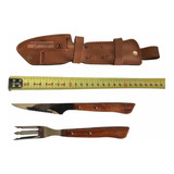 Set Cuchillo & Tenedor 3 Claveles Funda Cuero Regaló