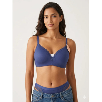 Coordinado Lencería Brasier Push Up Y Panty Encaje Azul | MercadoLibre
