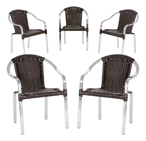 Cadeira De Piscina Em Aluminio E Fibra Toquio 5 Unidades
