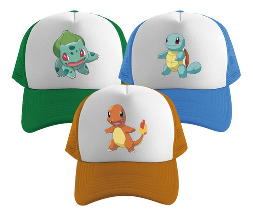 3 Gorras Sublimadas Modelos Pokemon 