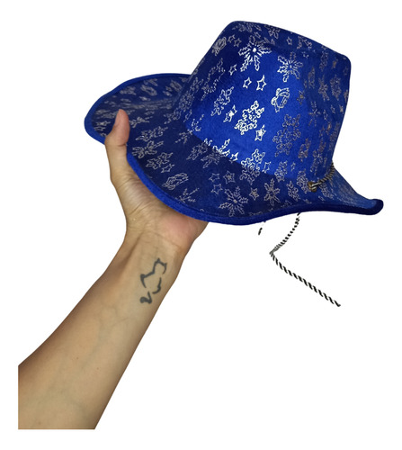 Sombrero Azul Cowboy Con Dibujos Cod 3003