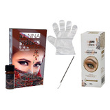 Kit Henna Sobrancelha Designer Removedor Gel Indiana Beauty Cor Castanho Natural