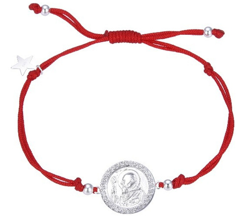 Pulsera San Benito Circón Estrella Cordón Rojo