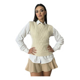 Colete De Tricô Mousse Tricot  Moda Feminino  Ref 251