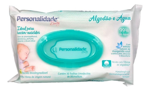 Lenços Umedecidos Personalidade Baby Algodão E Água C/ 50 Un