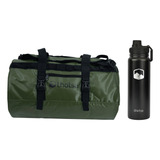 Pack Bolso Impermeable 60lt Green + Botella Coihue Lhotse