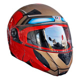 Casco Moto Abatible R7 Iron Man Mica Y Lentes Antirayadura