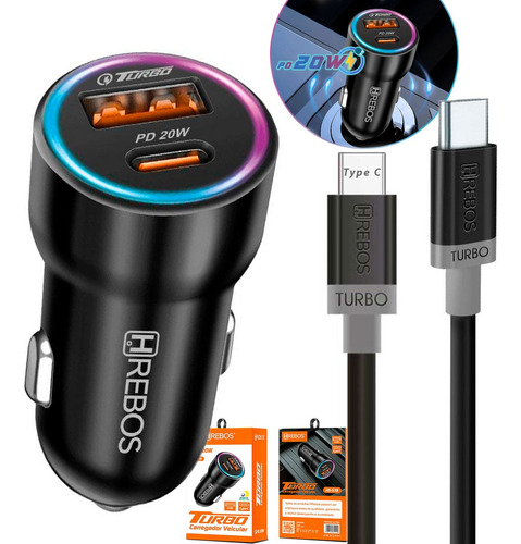 Carregador Rápido Automotivo Premium Dual Usb + 1 Cabo Turbo