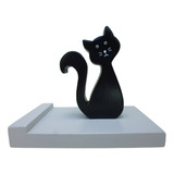 Porta-celular Antideslizante Gato Madera Escritorio