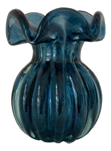 Vaso Murano Trouxinha Azul Petróleo  13 Cm X 11 Cm