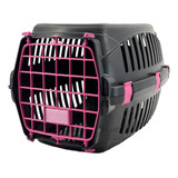 Caixa De Transporte Black Cães Gatos Coelhos N2 Pequeno Cor Preto Com Rosa