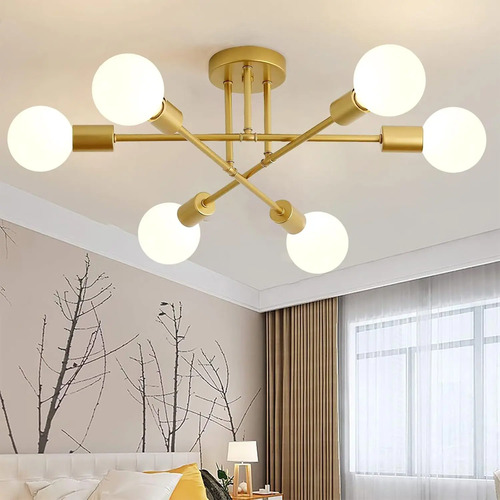 Dopwii® Lámpara De Techo Moderna De 6 Luces Oro E26 | MercadoLibre