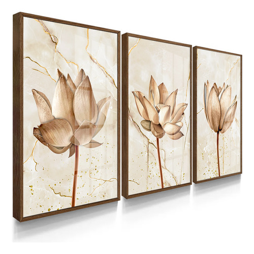 Quadro Decorativo Abstrato Sala Flor Ton Cobre Gold Quartzo 