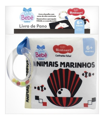 Livro De Pano Com Chocalho Baby Montessori Animais Marinhos Contrastes Fofos! - Editora Todolivro