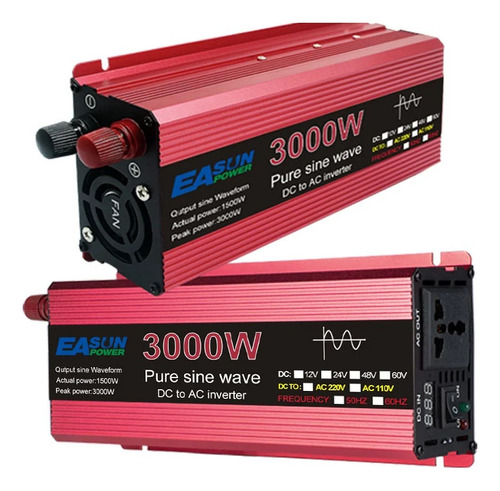 Inversor 1500w A 3000w Onda Pura 12v24v/110v Paantalla Led