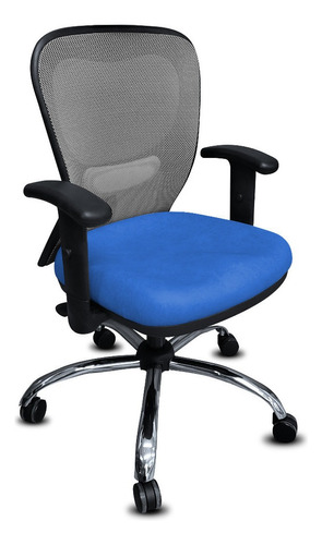 Sillón Ergonómico Ejecutivos Citiz Oficina Base Cromada En Tela A Eleccion - + Color Tela Azul