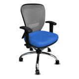 Sillón Ergonómico Ejecutivos Citiz Oficina Base Cromada En Tela A Eleccion - + Color Tela Azul