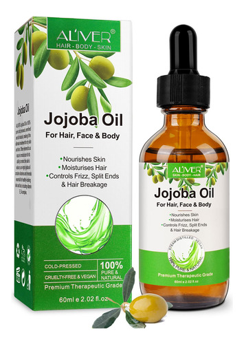 Aceite De Jojoba De 2.0fl Oz, Aceite De Jojoba Natural 100%