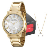 Relógio Mondaine Feminino Dourado Luxo Top Rápido Cor Do Fundo Prateado