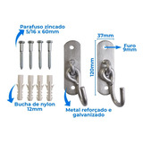 Kit Com 2 Ganchos Reforçados Para Rede C/ Parafusos E Buchas