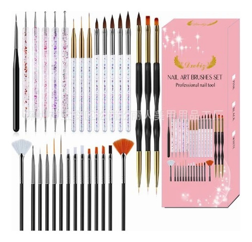 31pcs Kit De Pinceles Para Uñas Acrilico Manicura Decoración