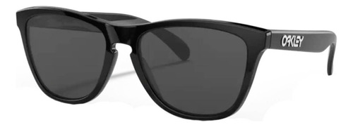 Anteojos De Sol Oakley Frogskins Standard Con Marco De O Matter Color Polished Black, Lente Grey De Plutonite Clásica, Varilla Polished Black De O Matter - Oo9013